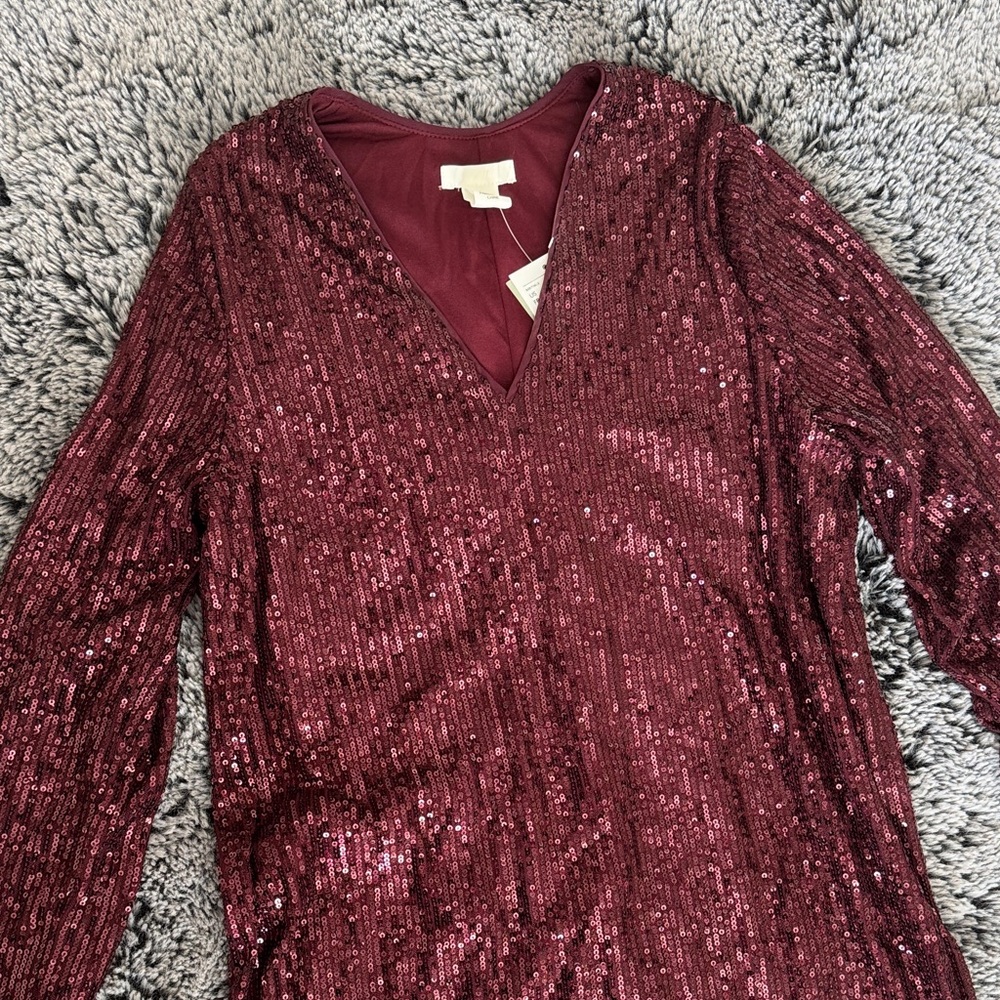 Elegant Burgundy Sequin Dress
